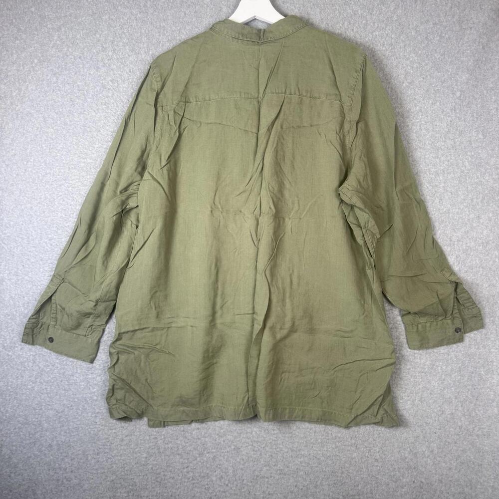 J. Jill Women's Size XL Olive Green Tencel Button Down Lagenlook Blouse Top - Picture 6 of 7
